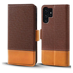 Coque Portefeuille Livre Cuir Etui Clapet BF18 pour Samsung Galaxy S24 Ultra 5G Marron