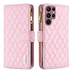 Coque Portefeuille Livre Cuir Etui Clapet BF2 pour Samsung Galaxy S23 Ultra 5G Or Rose