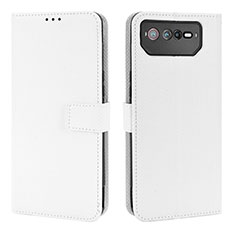 Coque Portefeuille Livre Cuir Etui Clapet BY1 pour Asus ROG Phone 6 Blanc