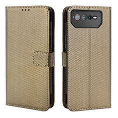 Coque Portefeuille Livre Cuir Etui Clapet BY1 pour Asus ROG Phone 6 Marron