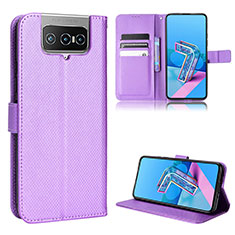 Coque Portefeuille Livre Cuir Etui Clapet BY1 pour Asus ZenFone 8 Flip ZS672KS Violet