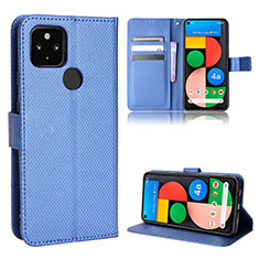 Coque Portefeuille Livre Cuir Etui Clapet BY1 pour Google Pixel 5 XL 5G Bleu