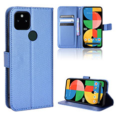 Coque Portefeuille Livre Cuir Etui Clapet BY1 pour Google Pixel 5a 5G Bleu