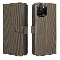 Coque Portefeuille Livre Cuir Etui Clapet BY1 pour Huawei Enjoy 50z Marron