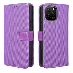 Coque Portefeuille Livre Cuir Etui Clapet BY1 pour Huawei Enjoy 50z Violet