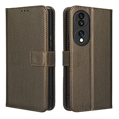 Coque Portefeuille Livre Cuir Etui Clapet BY1 pour Huawei Honor 70 5G Marron