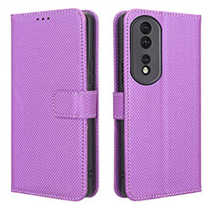 Coque Portefeuille Livre Cuir Etui Clapet BY1 pour Huawei Honor 80 Pro 5G Violet