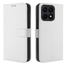 Coque Portefeuille Livre Cuir Etui Clapet BY1 pour Huawei Honor X8a 4G Blanc