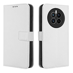 Coque Portefeuille Livre Cuir Etui Clapet BY1 pour Huawei Mate 50E Blanc