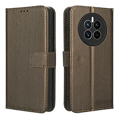 Coque Portefeuille Livre Cuir Etui Clapet BY1 pour Huawei Mate 50E Marron