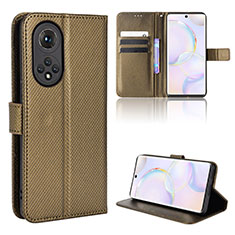 Coque Portefeuille Livre Cuir Etui Clapet BY1 pour Huawei Nova 9 Marron