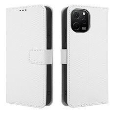 Coque Portefeuille Livre Cuir Etui Clapet BY1 pour Huawei Nova Y61 Blanc