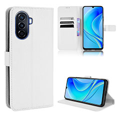 Coque Portefeuille Livre Cuir Etui Clapet BY1 pour Huawei Nova Y70 Plus Blanc