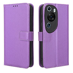 Coque Portefeuille Livre Cuir Etui Clapet BY1 pour Huawei P60 Art Violet