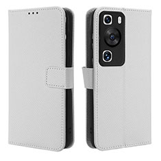 Coque Portefeuille Livre Cuir Etui Clapet BY1 pour Huawei P60 Blanc