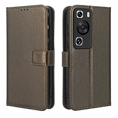 Coque Portefeuille Livre Cuir Etui Clapet BY1 pour Huawei P60 Marron