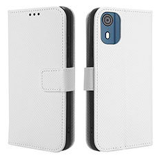 Coque Portefeuille Livre Cuir Etui Clapet BY1 pour Nokia C02 Blanc