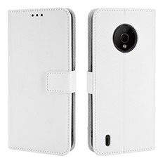 Coque Portefeuille Livre Cuir Etui Clapet BY1 pour Nokia C200 Blanc