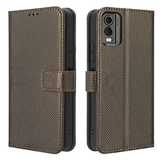 Coque Portefeuille Livre Cuir Etui Clapet BY1 pour Nokia C32 Marron