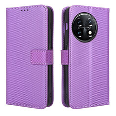 Coque Portefeuille Livre Cuir Etui Clapet BY1 pour OnePlus 11 5G Violet