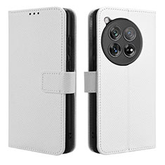 Coque Portefeuille Livre Cuir Etui Clapet BY1 pour OnePlus 12R 5G Blanc