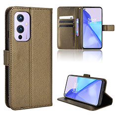 Coque Portefeuille Livre Cuir Etui Clapet BY1 pour OnePlus 9 5G Marron