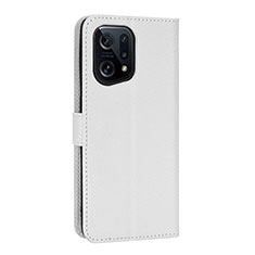 Coque Portefeuille Livre Cuir Etui Clapet BY1 pour Oppo Find X5 5G Blanc