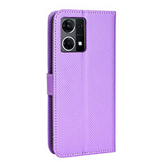 Coque Portefeuille Livre Cuir Etui Clapet BY1 pour Oppo Reno8 4G Violet