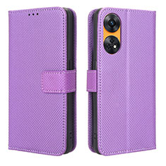 Coque Portefeuille Livre Cuir Etui Clapet BY1 pour Oppo Reno8 T 4G Violet