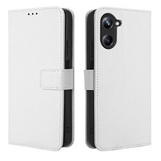 Coque Portefeuille Livre Cuir Etui Clapet BY1 pour Realme 10 4G Blanc