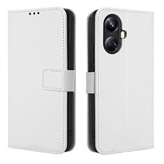 Coque Portefeuille Livre Cuir Etui Clapet BY1 pour Realme 10 Pro+ Plus 5G Blanc