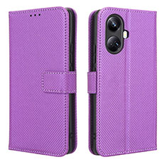 Coque Portefeuille Livre Cuir Etui Clapet BY1 pour Realme 10 Pro+ Plus 5G Violet