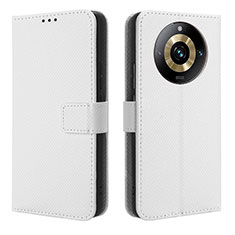 Coque Portefeuille Livre Cuir Etui Clapet BY1 pour Realme 11 Pro 5G Blanc