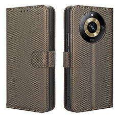 Coque Portefeuille Livre Cuir Etui Clapet BY1 pour Realme 11 Pro 5G Marron