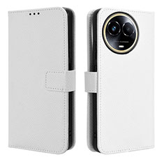 Coque Portefeuille Livre Cuir Etui Clapet BY1 pour Realme 11X 5G Blanc