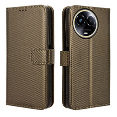 Coque Portefeuille Livre Cuir Etui Clapet BY1 pour Realme 11X 5G Marron