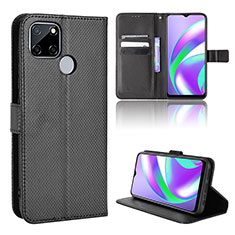 Coque Portefeuille Livre Cuir Etui Clapet BY1 pour Realme C25S Noir