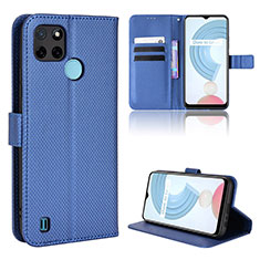 Coque Portefeuille Livre Cuir Etui Clapet BY1 pour Realme C25Y Bleu