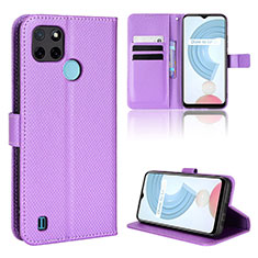 Coque Portefeuille Livre Cuir Etui Clapet BY1 pour Realme C25Y India Violet