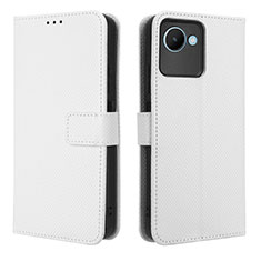 Coque Portefeuille Livre Cuir Etui Clapet BY1 pour Realme C30 Blanc