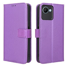 Coque Portefeuille Livre Cuir Etui Clapet BY1 pour Realme C30 Violet