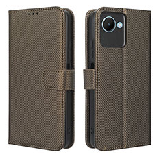 Coque Portefeuille Livre Cuir Etui Clapet BY1 pour Realme C30s Marron