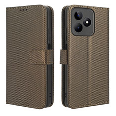 Coque Portefeuille Livre Cuir Etui Clapet BY1 pour Realme C51 Marron