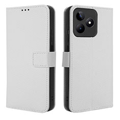 Coque Portefeuille Livre Cuir Etui Clapet BY1 pour Realme C53 India Blanc