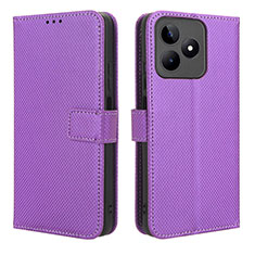 Coque Portefeuille Livre Cuir Etui Clapet BY1 pour Realme C53 India Violet