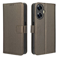 Coque Portefeuille Livre Cuir Etui Clapet BY1 pour Realme C55 Marron