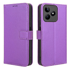 Coque Portefeuille Livre Cuir Etui Clapet BY1 pour Realme C67 Violet