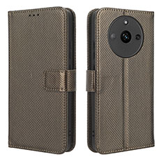 Coque Portefeuille Livre Cuir Etui Clapet BY1 pour Realme Narzo 60 5G Marron