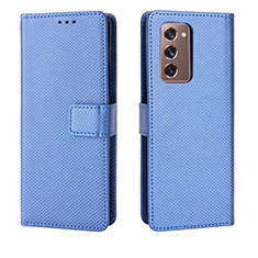 Coque Portefeuille Livre Cuir Etui Clapet BY1 pour Samsung Galaxy Z Fold2 5G Bleu