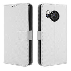 Coque Portefeuille Livre Cuir Etui Clapet BY1 pour Sharp Aquos R8 Blanc